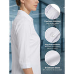 Beninos Women'S 3/4 Sleeve Formal Work Wear White Button Down Shirt