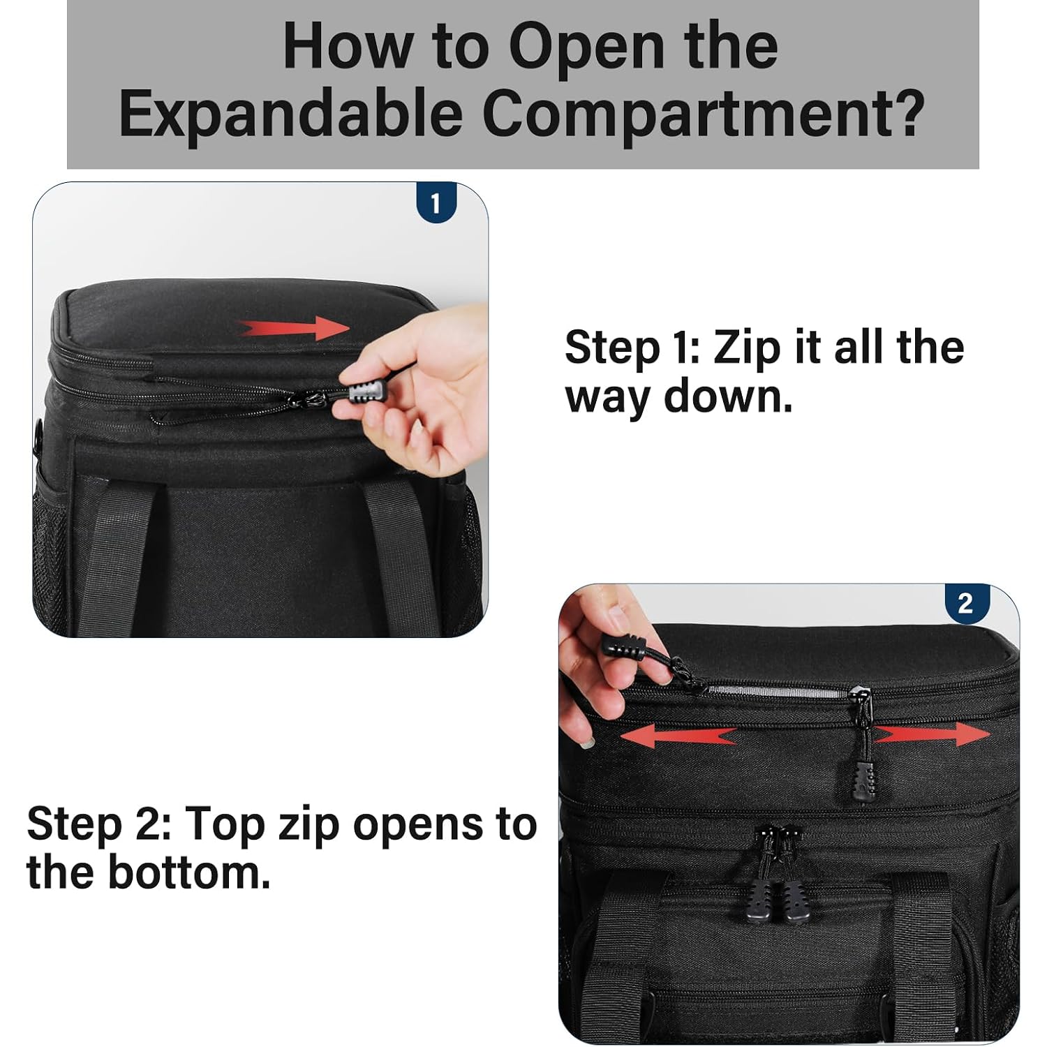 Expandable Tactical Lunch Box, Large Insulated Lunch Cooler Bag Heavy Duty Leakproof Lunch Pail For Men Adults Work Office Outdoor Picnic Trips,16L,Black
