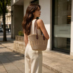 Straw Tote Bag Woven Beach Bag For Women, Large Capacity Summer Shoulder Boho Handbag Vacation