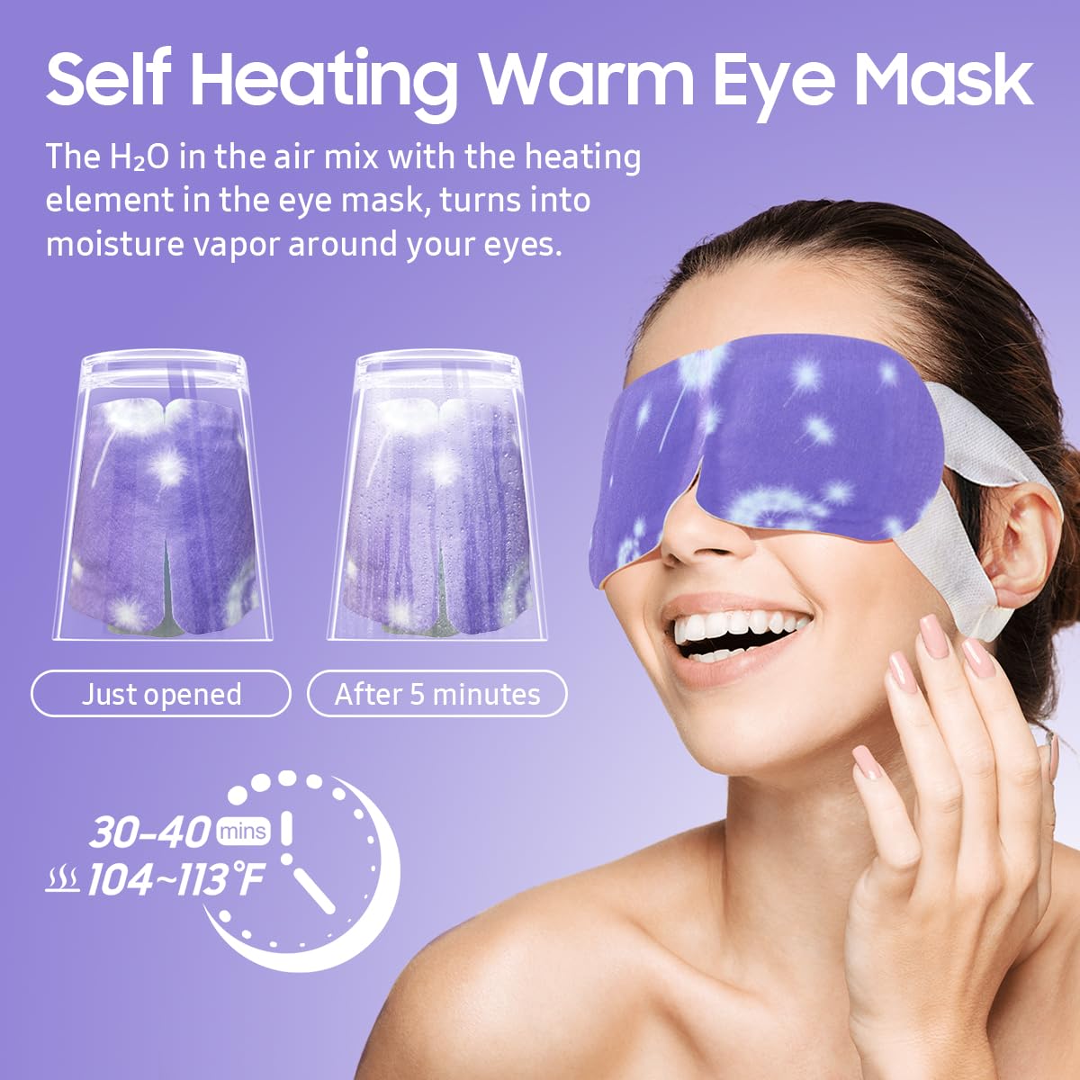 Steam Eye Mask, 10Packs Heated Eye Mask, Self Heating Disposable Spa Warm Compress For Eyes Sleep Mask, Travel Essentials & Relaxation Gifts For Women (Lavender Scent)