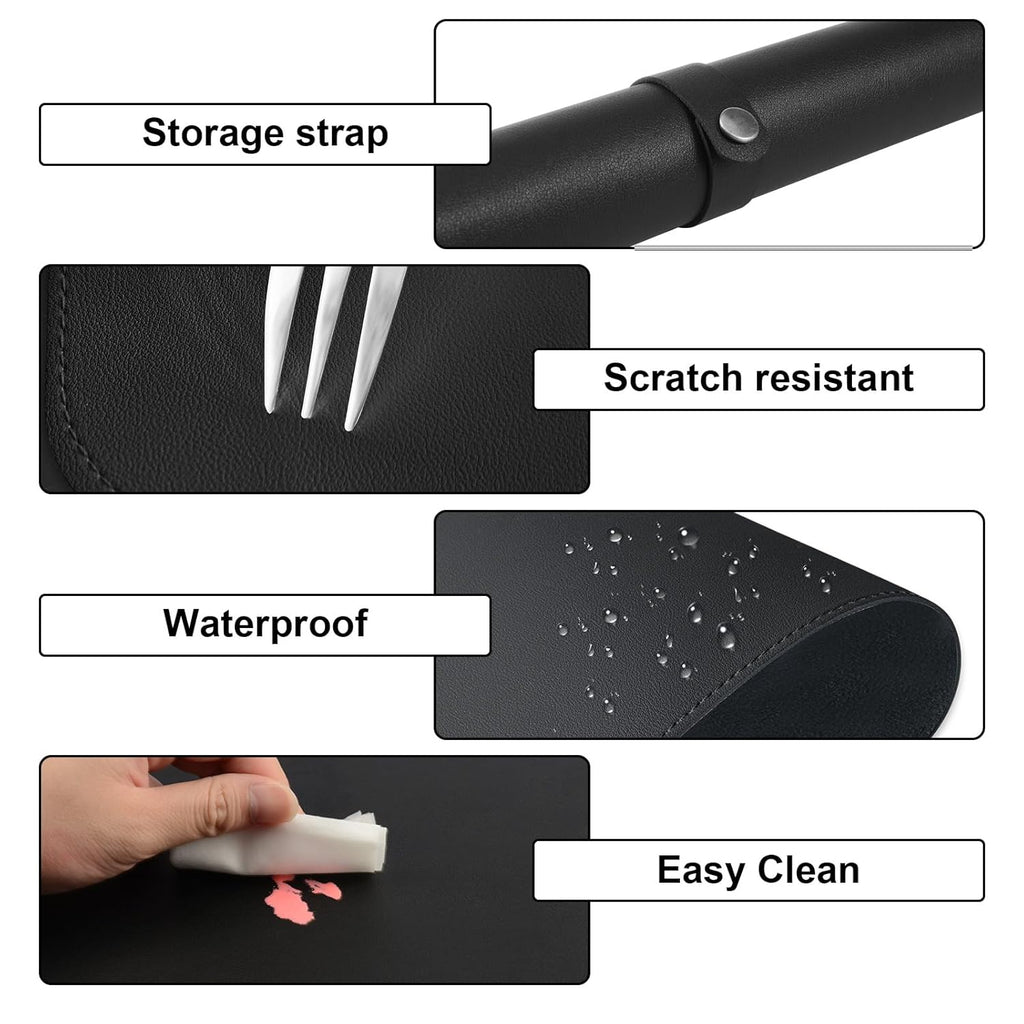 Diesisa Nail Art Table Mat,Foldable Nail Arm Rest Pad for Nails,Soft Microfiber PU Leather Nail Mat for Table,Waterproof Manicure Pad,Nail Table Pad for Nail Technician Salon Home-Black