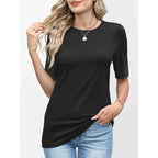 Womens Half Sleeve Tops Crewneck Shirts Basic Fit Tee Trendy 2026 Spring Summer Business Casual T-Shirts