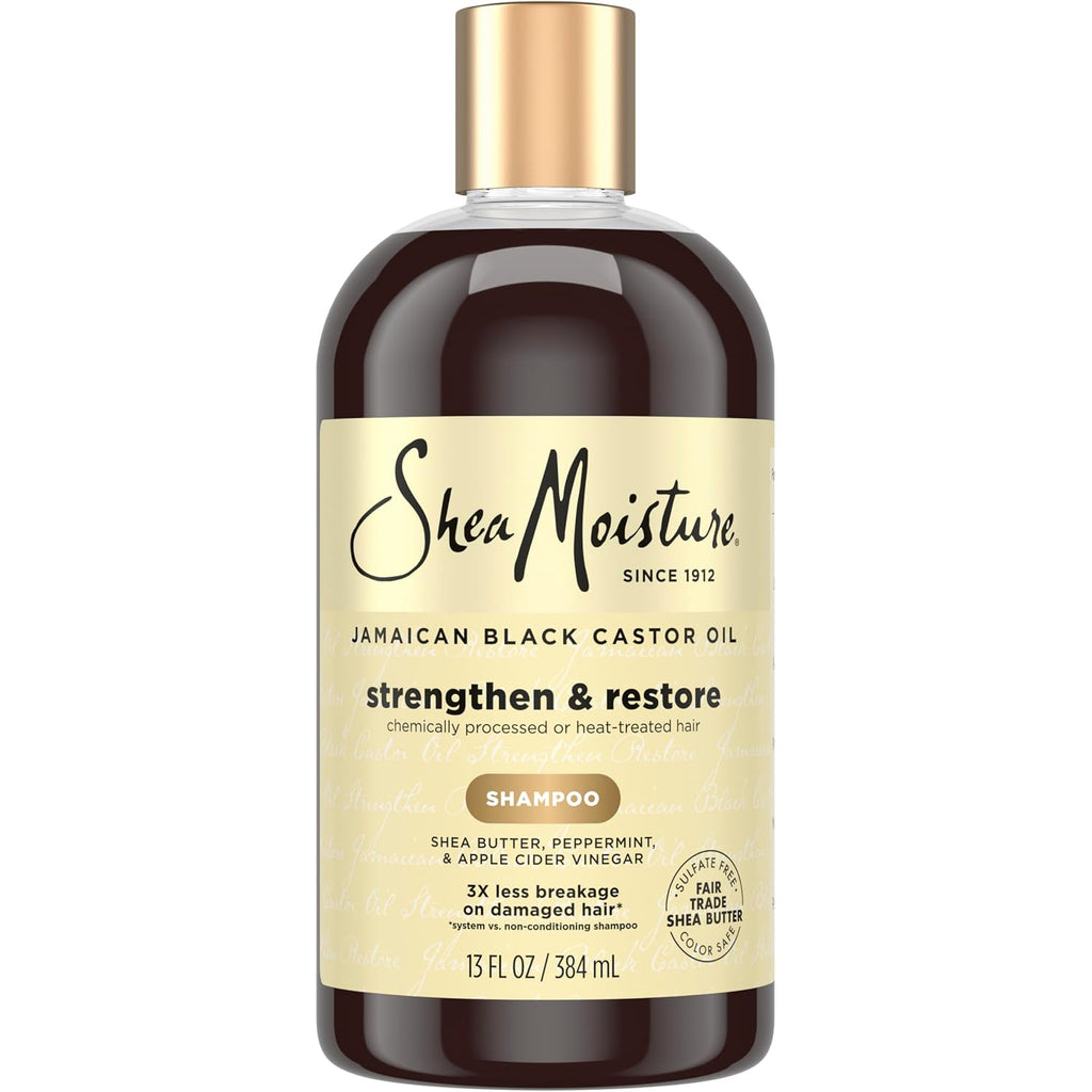 Sheamoisture Strengthen And Restore Shampoo Pure Jamaican Black Castor Oil For Damaged Hair To Cleanse And Nourish Hair 13 Fl Oz