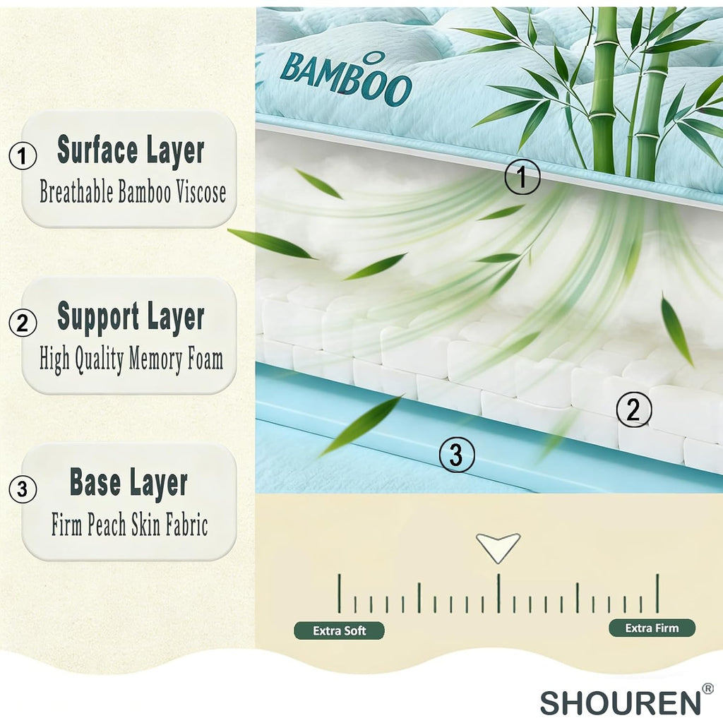 Shouren 5 Inch Mattress Topper Full Size, 2100 Gsm Pillow Top