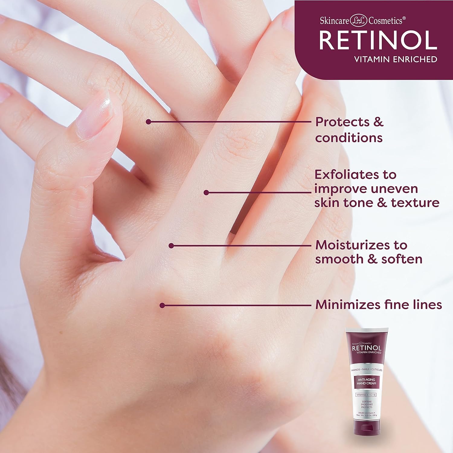 LIVAURA Retinol Anti-Aging Hand Cream – The Original Brand For Younger Looking Hands –Rich, Velvety Conditions & Protects Skin, Nails & Cuticles – Vitamin A Minimizes Age’s Effect on Skin (Women's)