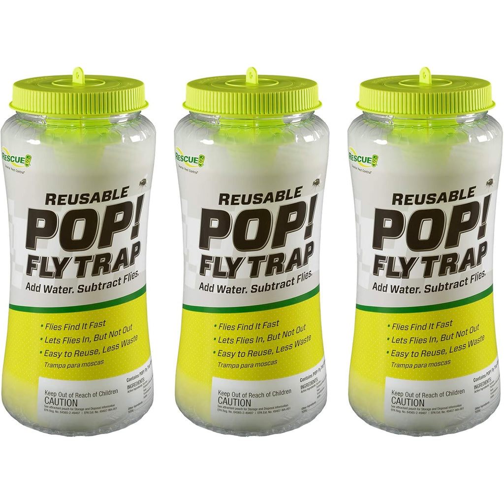 Rescue! Pop! Fly Trap – Large Reusable Fly Trap For Outdoor Use - 3 Pack