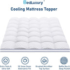 Bedluxury Queen Mattress Topper Extra Thick Pillowtop Mattress Pad Cover Cooling And Plush With 8-21 Inch Deep Pocket 3D Snow Down Alternative Fill