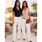 Womens Short Sleeve Work Shirts Summer V Neck Business Casual Polo Tops 2026 Fitted Basic Office Blouses