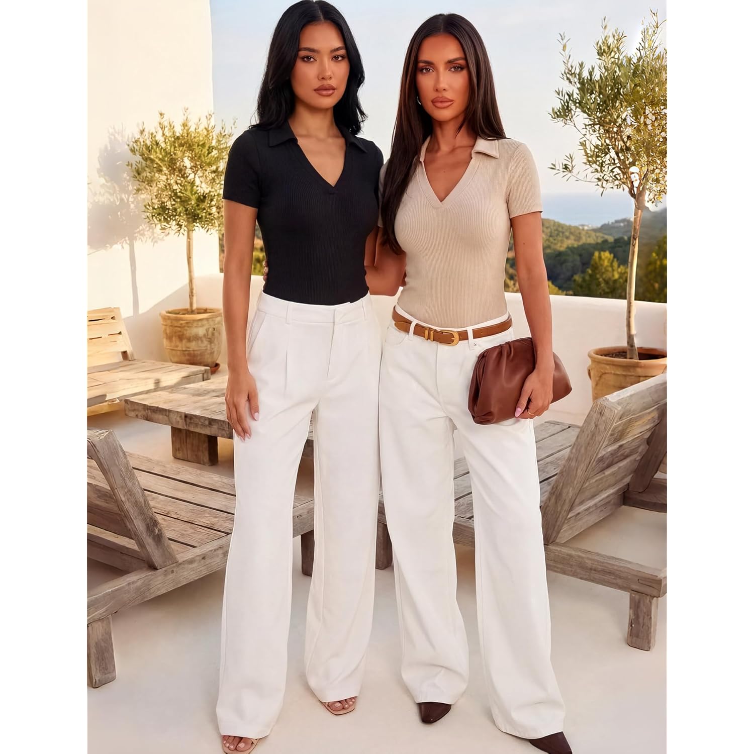 Womens Short Sleeve Work Shirts Summer V Neck Business Casual Polo Tops 2026 Fitted Basic Office Blouses