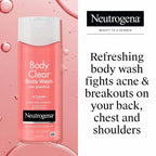 Neutrogena Body Clear Acne Body Wash Pink Grapefruit - Salicylic Acid Formula For Breakout Treatment, Exfoliating Cleanser For Clear Skin, 8.5 Fl. Oz. Bottle, 3-Pack