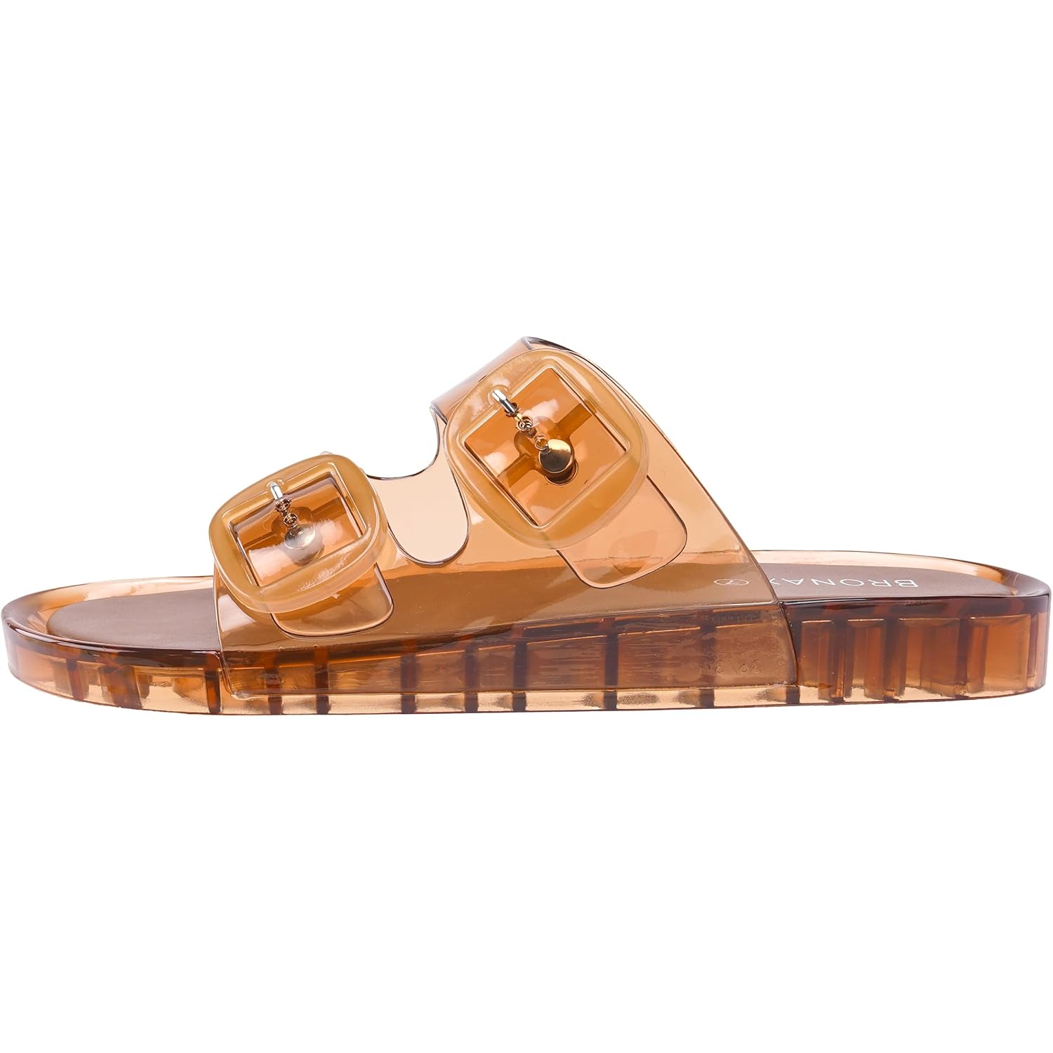 Bronax Jelly Sandals For Women, Clear Adjustable Double Buckle Casual Slip On Slides For Vacation Pool Outdoor