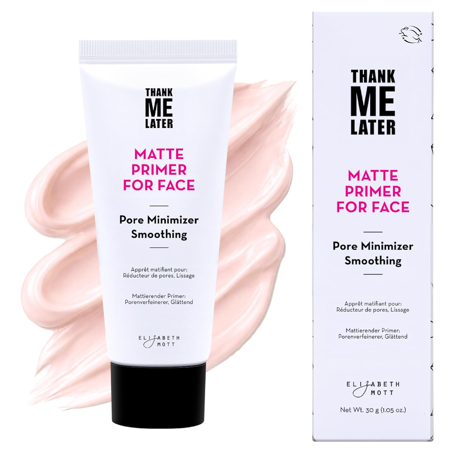 Elizabeth Mott Thank Me Later Pore Minimizer Primer For Face - Soft-Matte Finish - Smooths The Look Of Pores, Mattifying Face Primer, Lightweight K-Beauty Formula, Leaping Bunny Certified, 30G
