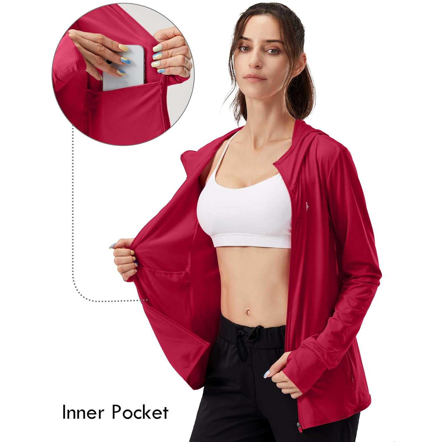 Soothfeel Women'S Upf 50+ Sun Protection Hoodie Jacket Lightweight Long Sleeve Sun Shirt For Women With Pocket Hiking Outdoor