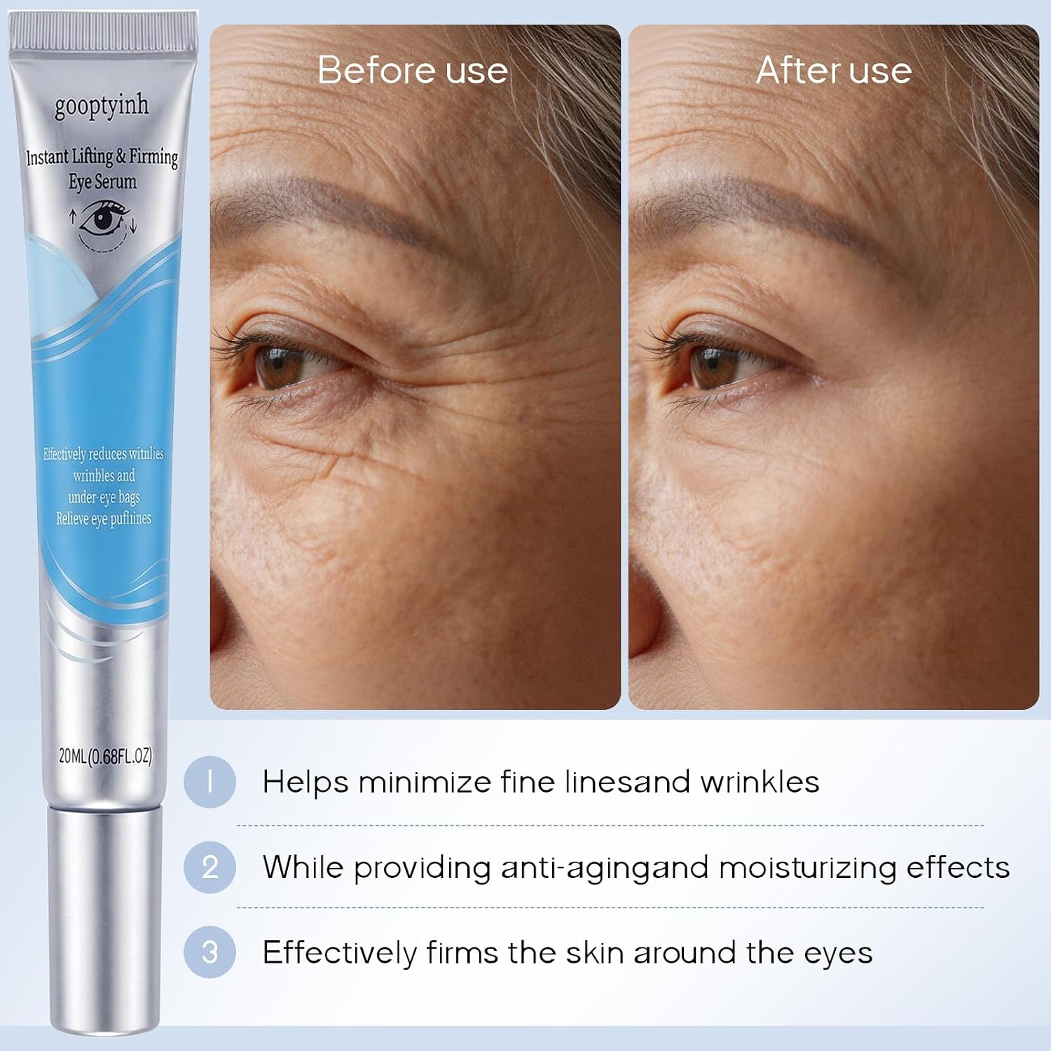 Instant Firming Eye Serum, Anti-Aging Formula For Under Bags, Wrinkles, Fine Lines & Crow'S Feet Instantly, Visibly Improves For Dark Circles Under Eye Treatment, Instant Face Lift Cream, 20G,2 Packaa