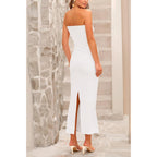 Prettygarden Women'S 2026 Summer Bodycon Maxi Dress Strapless Tube Twist Knot Front Ribbed Knit Slit Cocktail Party Dresses
