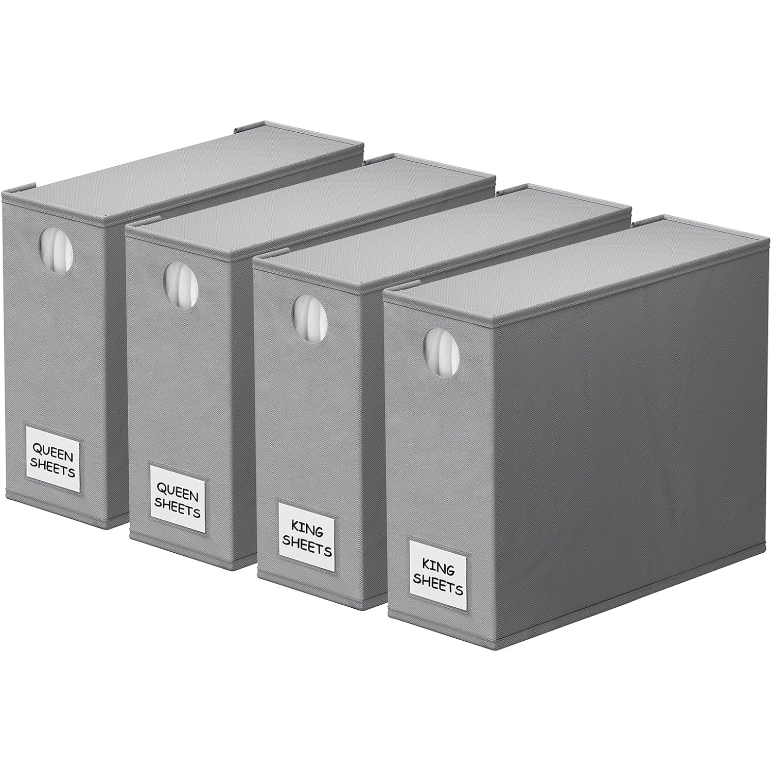 Spaceaid 4 Pack Bed Sheet Organizers And Storage, Foldable Organizer For Linen Closet, Sheets Set Folder Keeper With Window Xl (Queen & King Size) Organizing Bedding Container, Gray 91Zdsn-Sl01-G4
