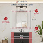 Keonjinn 20 X 30 Inch Brushed Nickel Bathroom Mirrors For Over Sink, Rounded Rectangle Silver Bathroom Vanity Mirror, Farmhouse Mirror For Wall, Hd Tempered Glass, Anti-Rust Aluminum Alloy Mirror