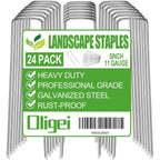 24 Pack Garden Stakes, U-Shaped Tent Stakes, Galvanized Landscape Staples, Ground Stakes, For Landscaping Securing Weed Barrier Fabric, Irrigation Tubing, Holding Fence, Tarpaulin