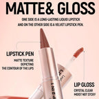 2Pcs Lip Liner Gloss Lip Combo Set,2In1 Lip Duo Natural Nude Brown Lip Liner Lipstick Glossy Long Lasting-Plumping,Smooth Quick Fuller Plumping Juicy Lip Makeup For Women(Chocolate+Cherry Red)