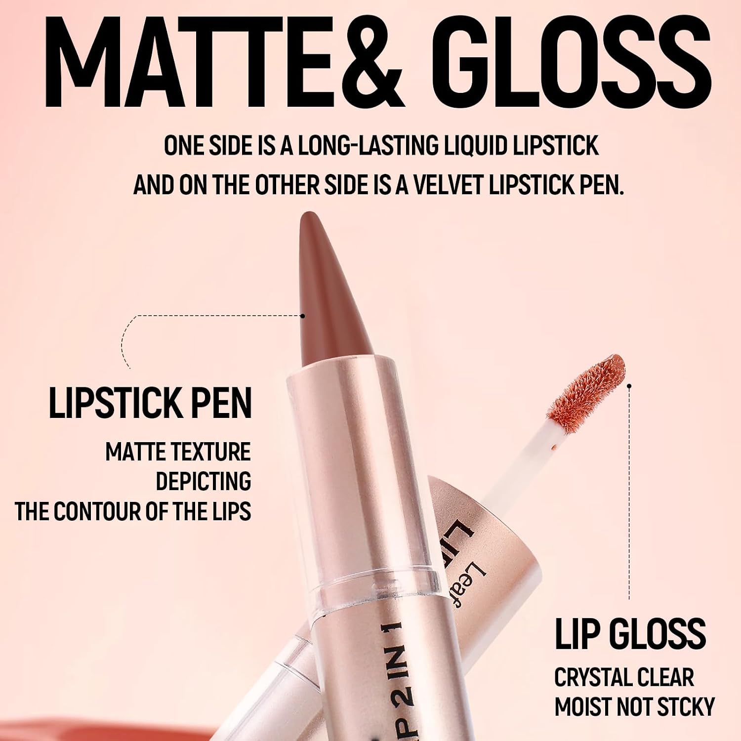 2Pcs Lip Liner Gloss Lip Combo Set,2In1 Lip Duo Natural Nude Brown Lip Liner Lipstick Glossy Long Lasting-Plumping,Smooth Quick Fuller Plumping Juicy Lip Makeup For Women(Chocolate+Cherry Red)