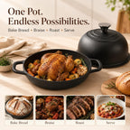 5Qt Pre-Seasoned Cast Iron Dutch Oven For Bread Baking, Dutch Oven With Domed Lid, Sourdough Bread Baking Supplies, Multi-Functional Bread Pan For Baking, Frying, Roasting