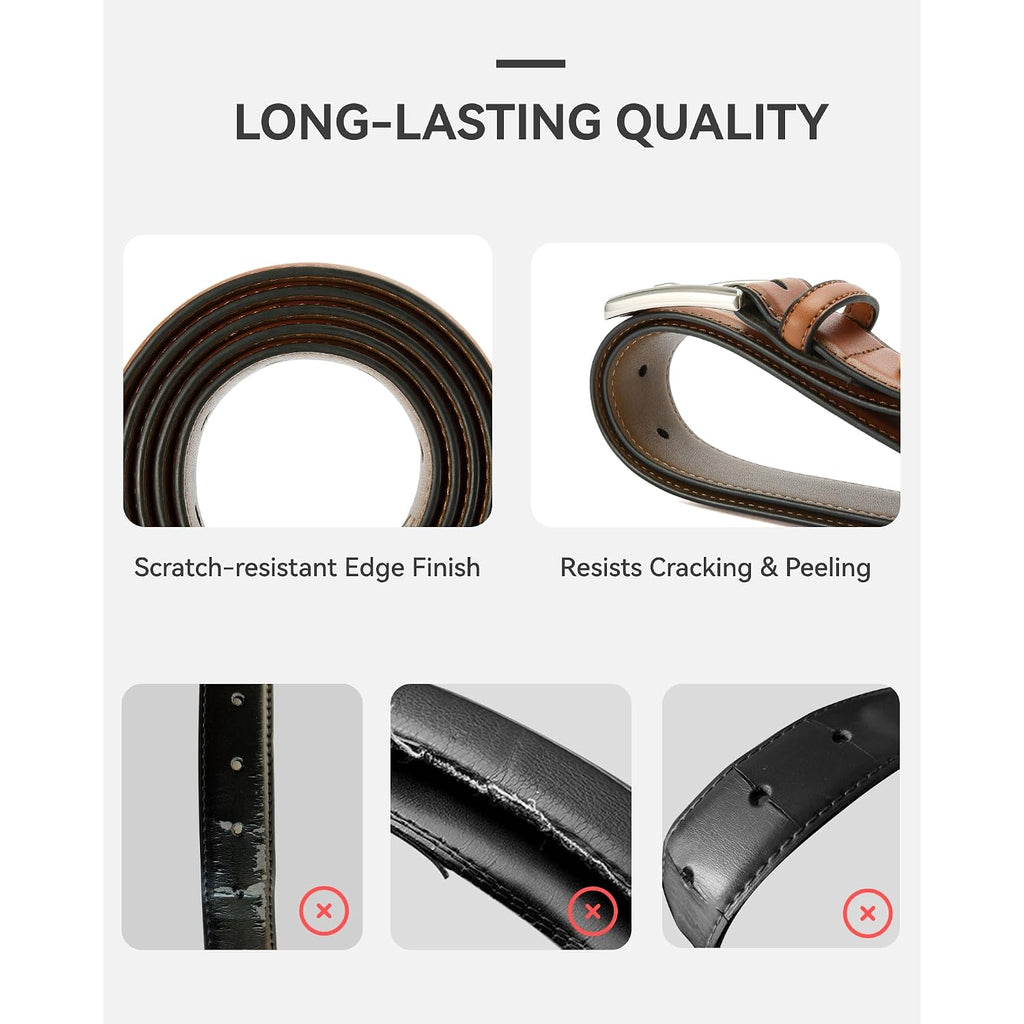 Chaoren Leather Dress Belt Men 2 Pack - 1 3/8" Mens Belts For Work Business Casual Jeans