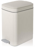 Small Bathroom Trash Can With Lid Slim Soft Close Garbage Can Step Wastebasket Container Trash Bin For Office Bedroom Kitchen Living Room (1.9 Gallon Cream)