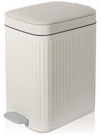 Small Bathroom Trash Can With Lid Slim Soft Close Garbage Can Step Wastebasket Container Trash Bin For Office Bedroom Kitchen Living Room (1.9 Gallon Cream)
