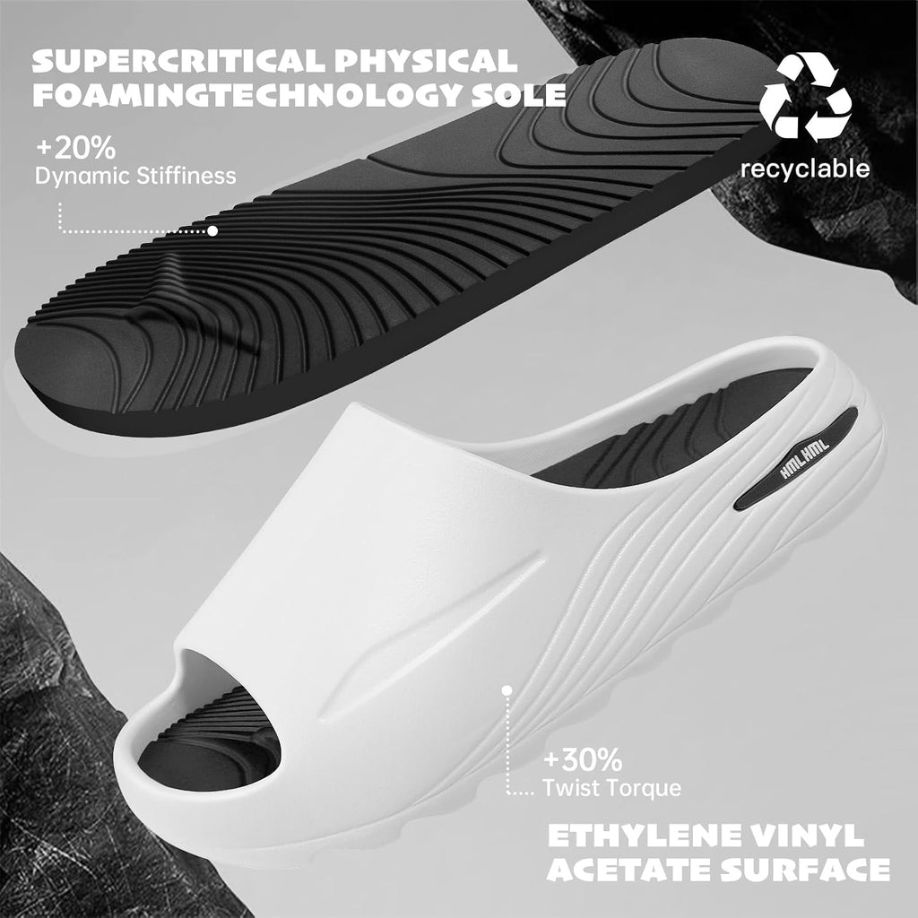 Mens Recovery Slides - Orthotic Arch Support Sandals For Plantar Fasciitis,Comfortable Cushioned Sport Slides With Open Toe, Reduces Foot & Joint Stress, Size7-13