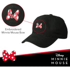Disney Minnie Mouse Dad Hat, Cotton Adjustable Baseball Cap with Curved Brim Black