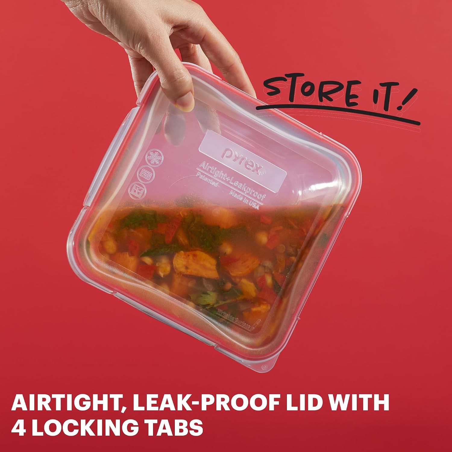Pyrex Freshlock (5-Pack, 4 Cup) Glass Food Storage Containers Set, Airtight & Leakproof Plastic Locking Lids Bpa-Free, Meal Prep Containers Set, Freezer Dishwasher Microwave Safe