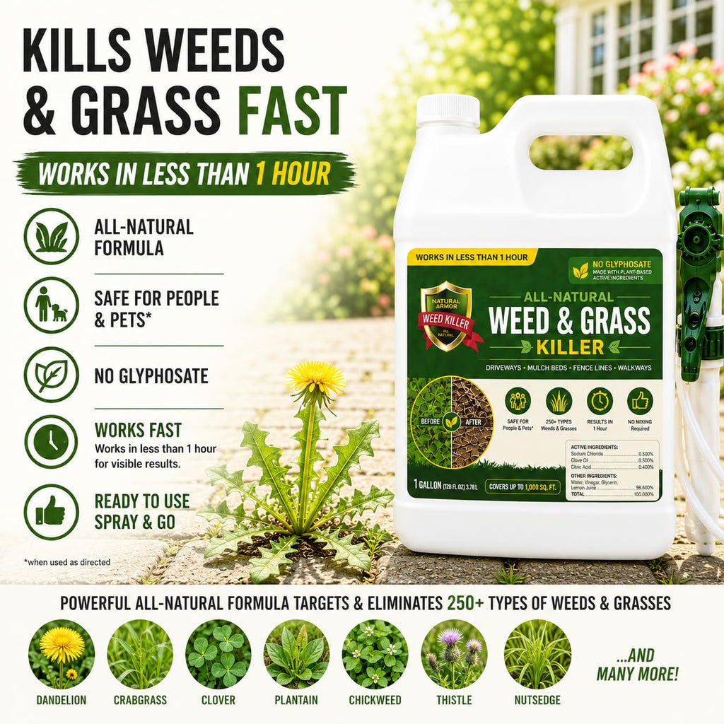 Just For Pets Pet Safe Weed Killer Spray, Fast-Acting Natural Weed & Grass Killer, No Glyphosate, Ready-To-Use 1 Gallon (128 Oz), Safe For Dogs & Pets