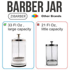 Disinfectant Jar, 33 Oz Midsize Disinfecting Glass Jar for Manicure & Spa Implements, Salon Barber Tools - 7.9"H x 3.8"W