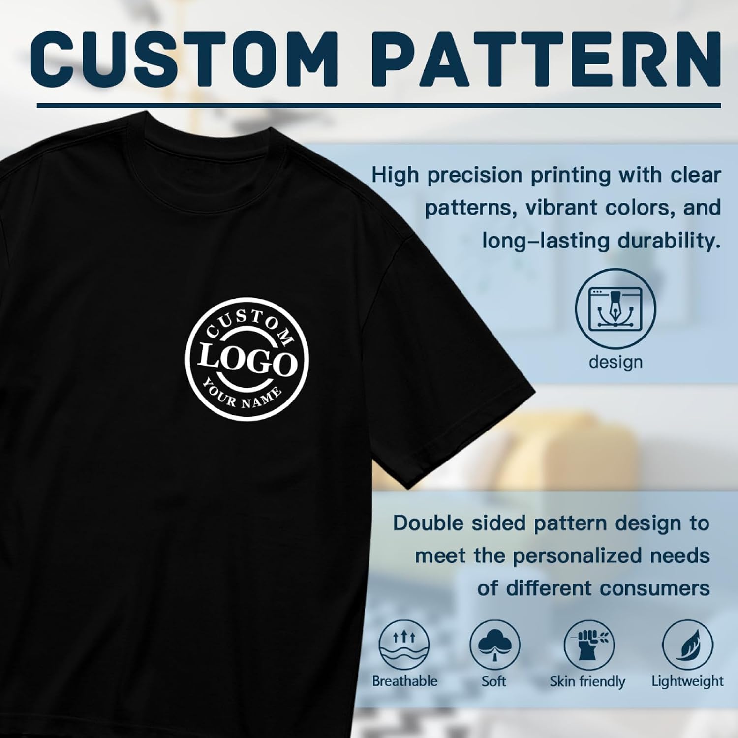 Custom T Shirts For Men Women,Personalized Shirts With Photo Logo Text,Customized T-Shirt For Front & Back Print