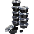 Goodcook 4-Cup Meal Prep Bowls Set With Lids And Dressing Cup, Microwavable Food Storage Containers For Meal Prepping, Set Of 10, Black