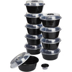 Goodcook 4-Cup Meal Prep Bowls Set With Lids And Dressing Cup, Microwavable Food Storage Containers For Meal Prepping, Set Of 10, Black