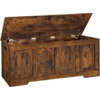 DINZI LVJ Storage Chest, 47.2”Wooden Storage Box with 2 Safety Hinges, Entryway Shoe Bench with Flip-Top, Large Trunk for Living Room, Bedroom, Easy Assembly, Rustic Brown