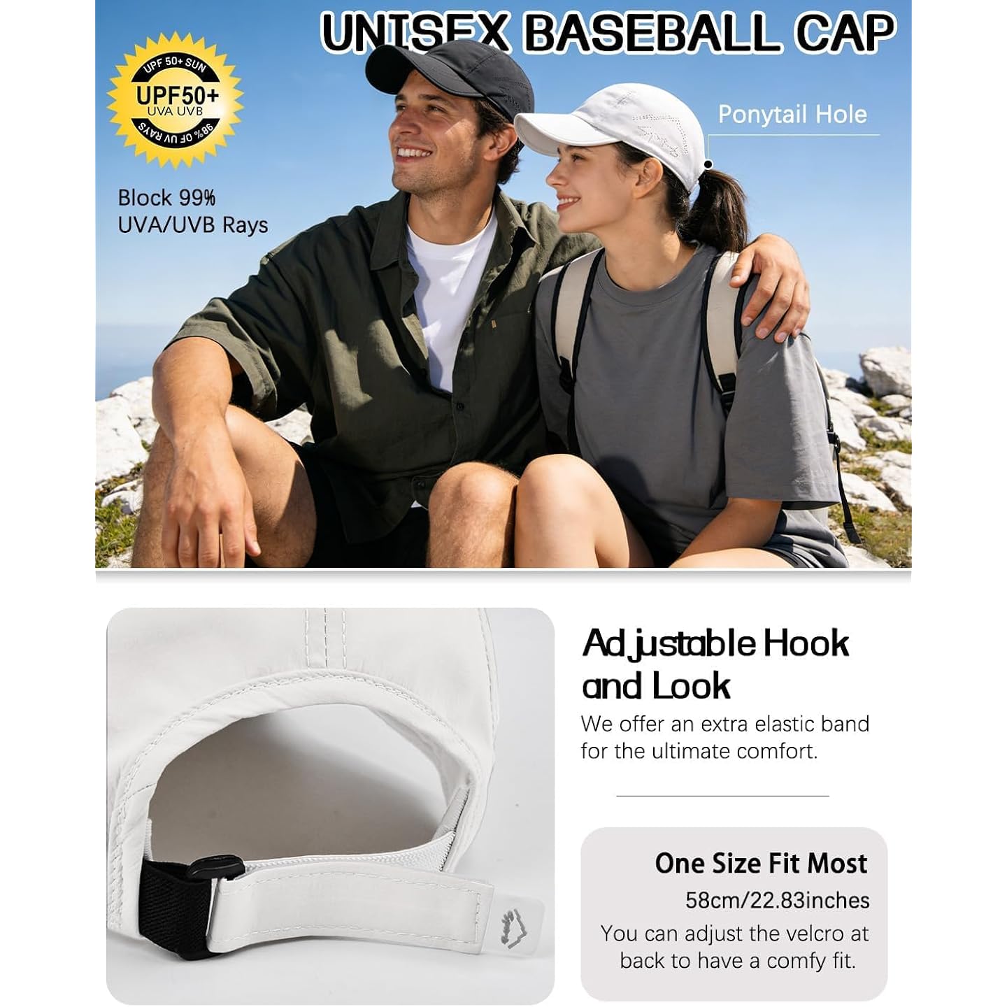 ZOORON Water-resisitant Baseball Cap Men Women, Quick Dry Running Hat, Lightweight Outdoor Plain Baseball Cap, Soft Brim