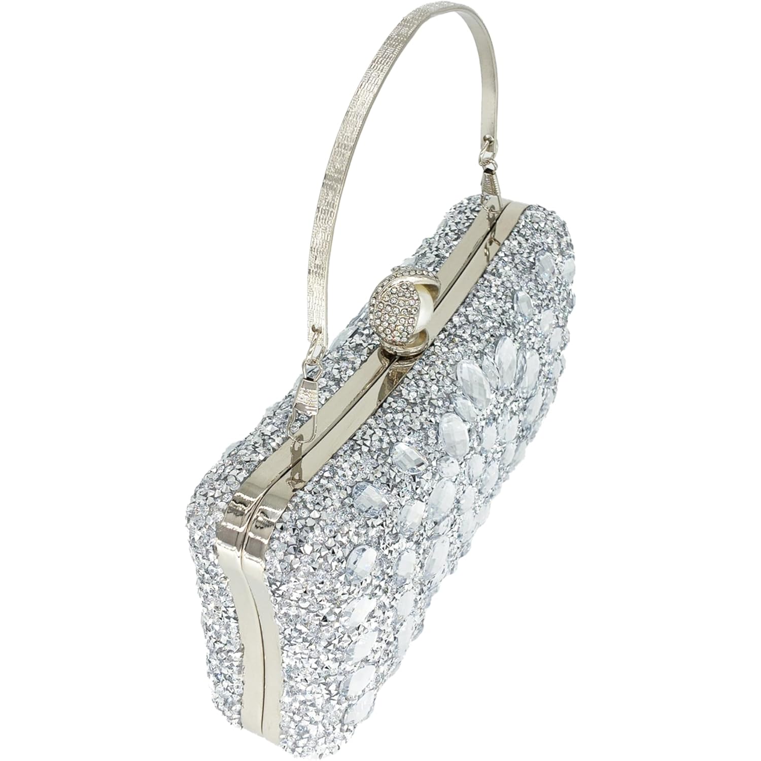 MAIRLOM Rhinestone Clutch Purses for Women Evening Wedding Formal - Pearl Clasp Handbag Crystal Gemstone Bag for Party Prom