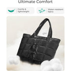 BAGSMART Expandable Tote Bag for Women, Puffer Work Tote Handbag, Quilted Carry On Bag for Travel Gym