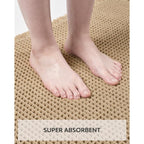 Waffle Bath Mat Rug, Super Absorbent Non Slip Bath Mats Ultra Soft Bathmat Machine Washable Bathroom Rugs With Tassels, Bath Rugs For Bathroom Floor Beside Tub, 17" X 24", Brown