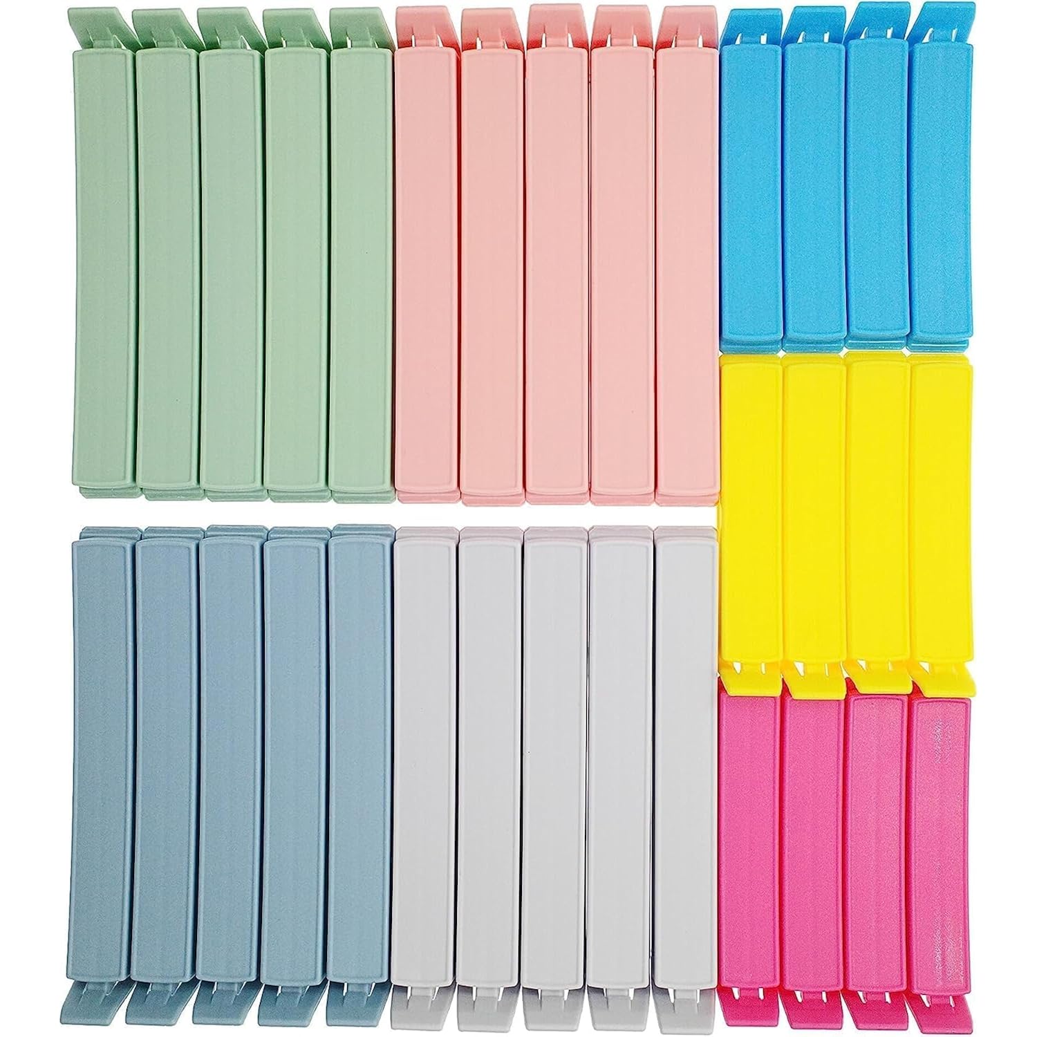 Yarall 32 PCS Plastic Chip Clips for Food Packages, Curved Design Sealing Bag Clips for Food, Kitchen and Home, 2 Sizes(4.3inch x 20, 3.1inch x 12)