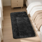 Fluffy Rug Shag Area Rug, Black 2x4 Area Rugs for Bedroom, Small Bedside Rug, Soft Fluffy Shag Entryway Throw Rugs for Living Room Bedroom Kids Room Home Decor