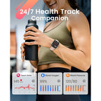 Smart Watch for Women Men Fitness: Smart Watch for iPhone&Android Bluetooth Call with SpO2 Sleep Heart Rate Monitor,IP68,Fitness Tracker with 120+Sport,Reloj Inteligente 30 Day+Battery Life, 2 Bands