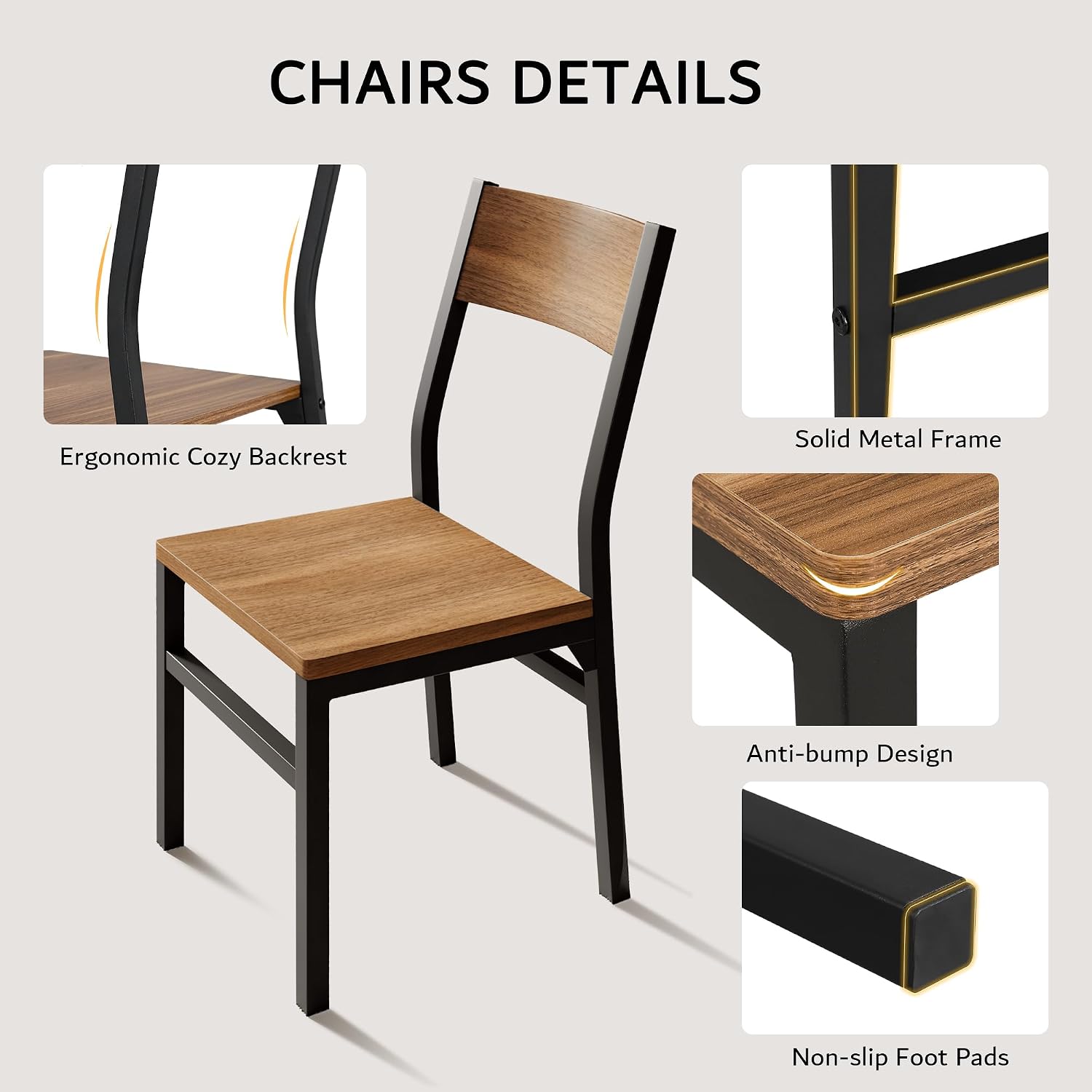 Ipormis 7-Piece Dining Table Set With 6 Chairs, 63" Extendable Kitchen Table & Chairs Set For 4-6, Dining Roomtable With Solid Metal Frame & Mdf Board, Perfect For Small Space, Easy Assembly, Walnut