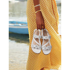 Temofon Sandals For Women Flat Dressy Summer Flower Sandals With Ankle Strap Comfortable Casual Walking Flat Sandals Size 5-11
