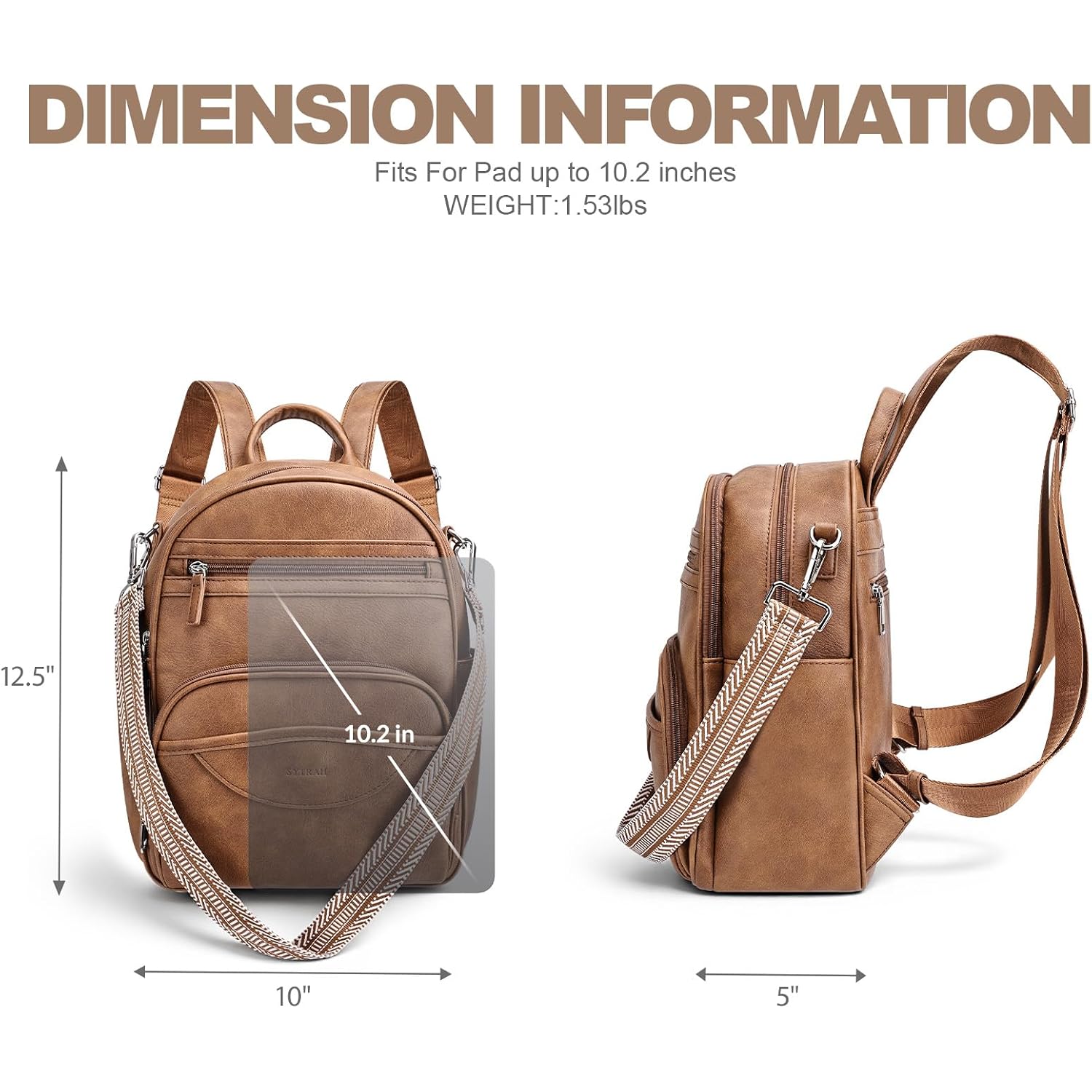 Backpack Purse For Women, Backpack Vegan Leather With Rfid Blocking & Tablet Pocket, Shoulder Handbag For Travel& Work Brown