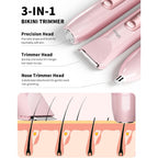 Ufree Bikini Trimmer Women Electric Razors Dual Head, Pubic Body Hair Trimmer Electric Shaver for Face, Legs, Arm, Rechargeable Lady Shaver Waterproof, Summer Grooming Kit