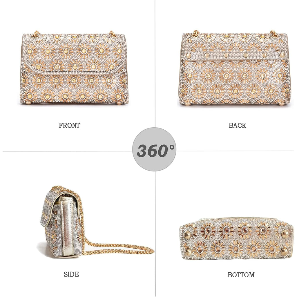 BBTT.ful Shoulder Bags Crossbody Bag Purses Handbags Crystals Rhinestone Evening Bag for Women Clutch Purse with Chain