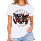 250th USA Anniversary T Shirt for Women, 4th of July Patriotic Eagle Flag Tee, 1776-2026 Short Sleeve Top S-2XL